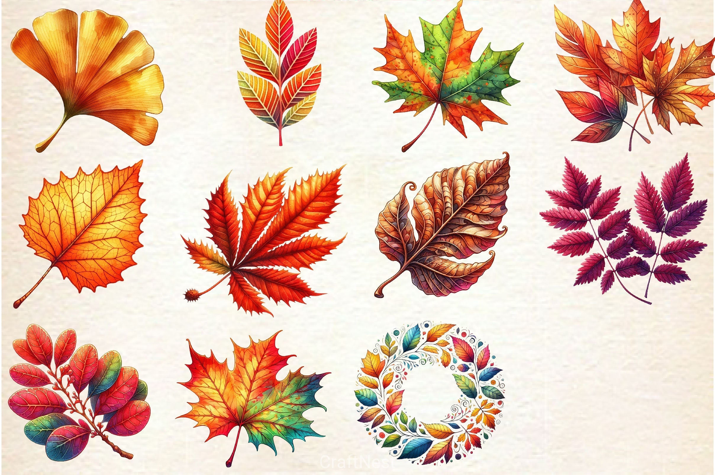 Fall Leaves Clipart Bundle