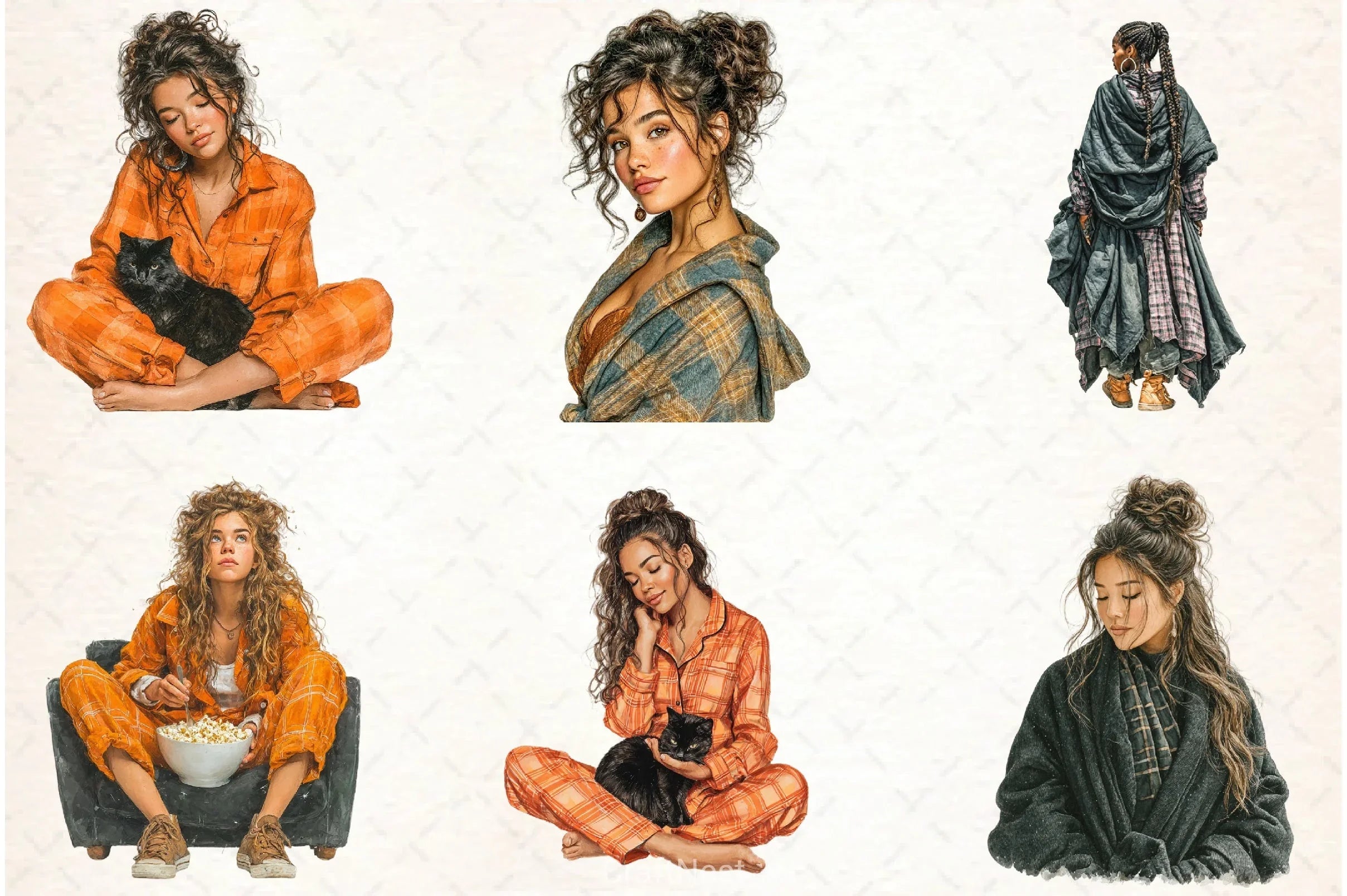 Halloween Movie Night Girl Clipart Bundle - CraftNest - Digital Crafting and Art