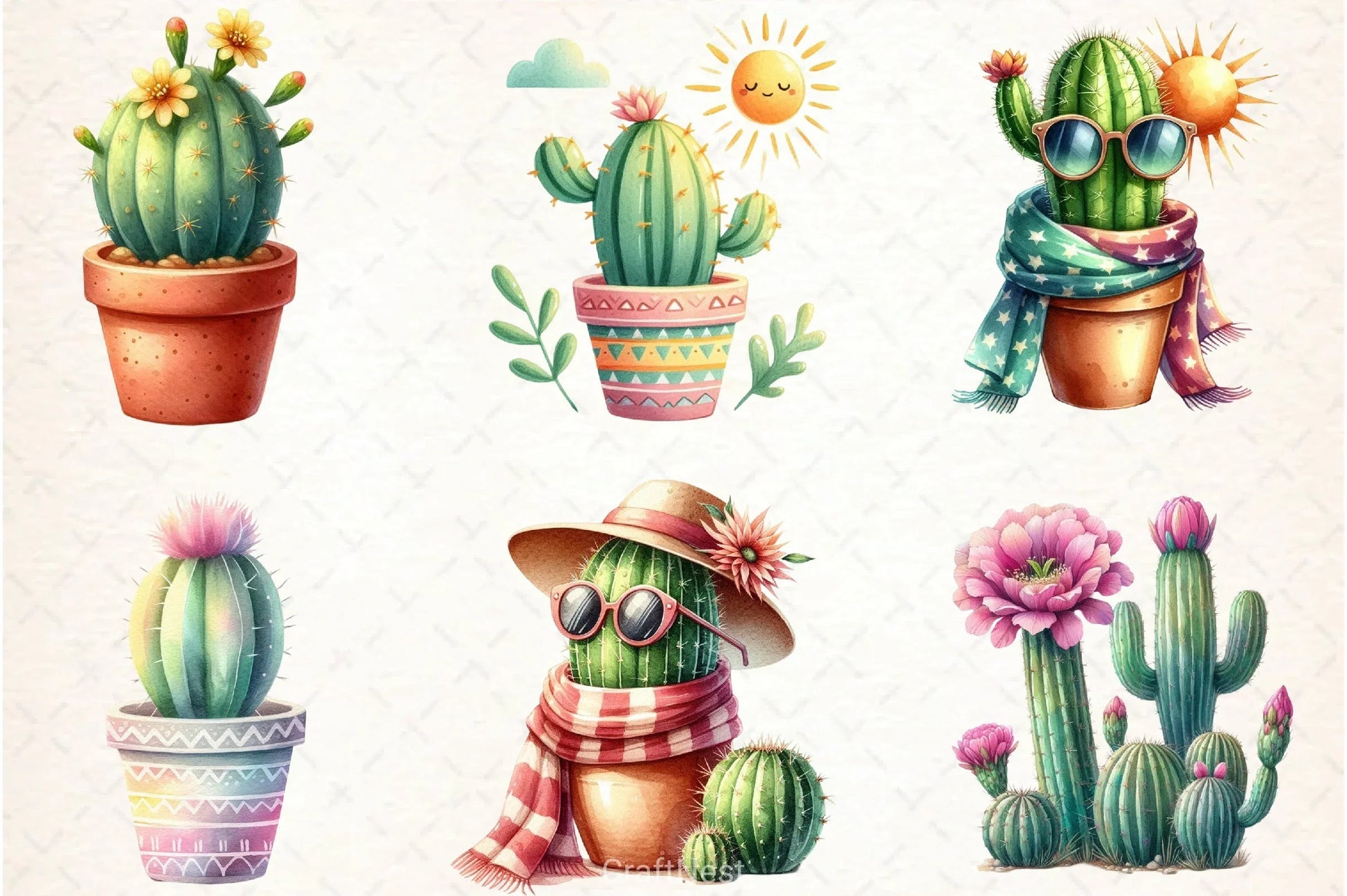 Summer Cactus Clipart Bundle 1 - CraftNest - Digital Crafting and Art