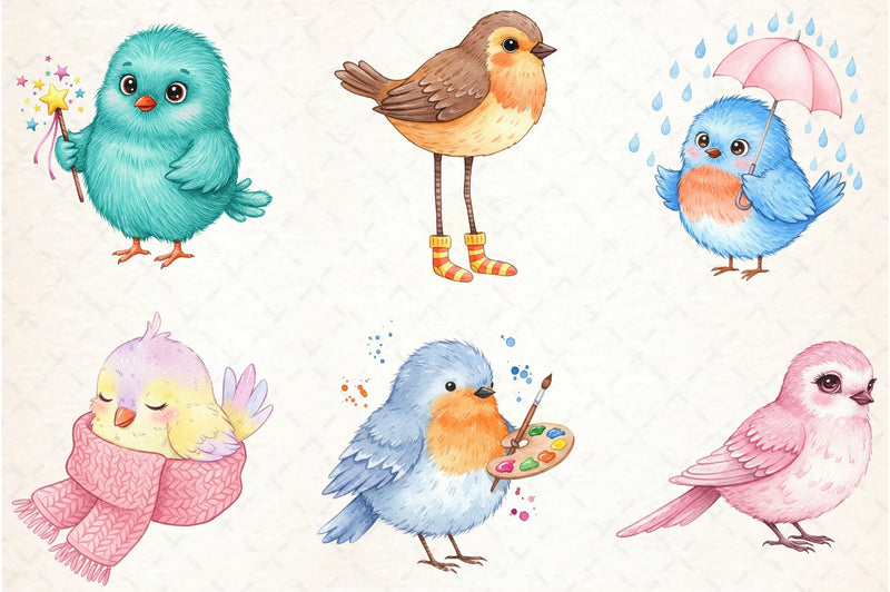 Quirky Whimsical Birds Clipart Bundle - CraftNest - Digital Crafting and Art