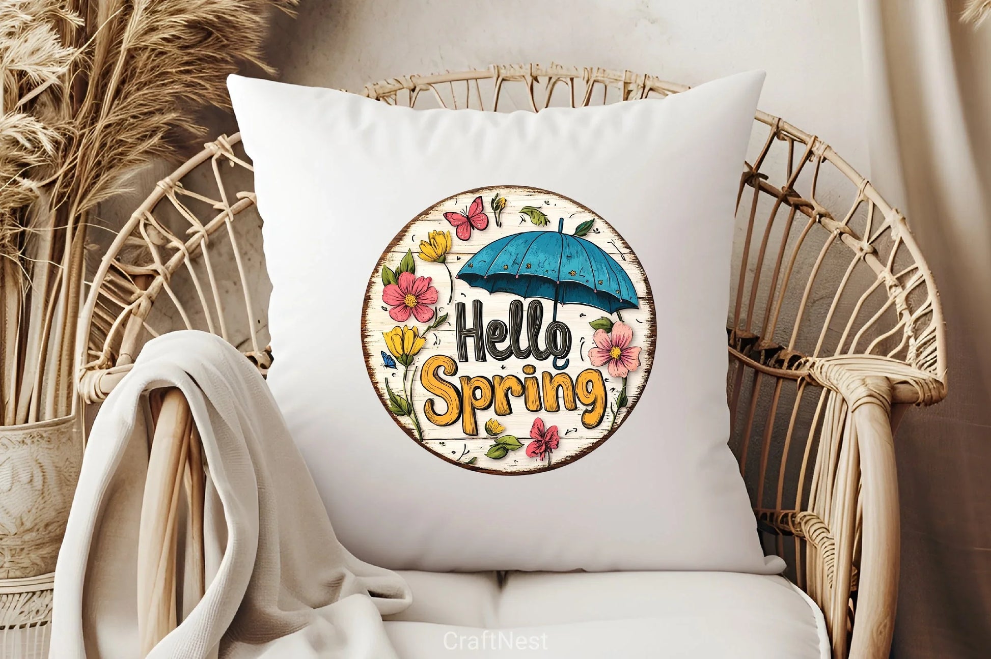 Hello Spring Floral Sign Clipart Bundle - CraftNest - Digital Crafting and Art