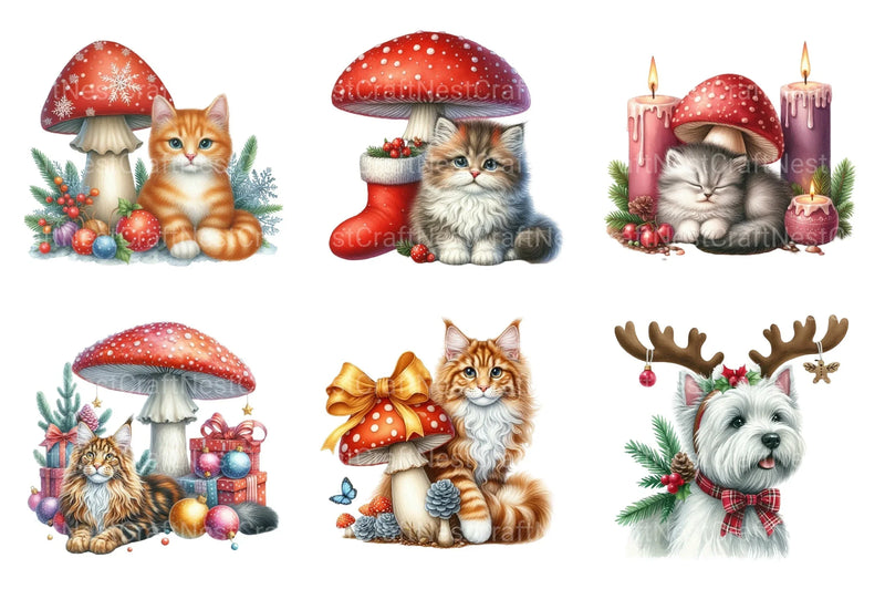 Christmas Kitten Graphics: Cat Clipart Bundle - CraftNest - Digital Crafting and Art