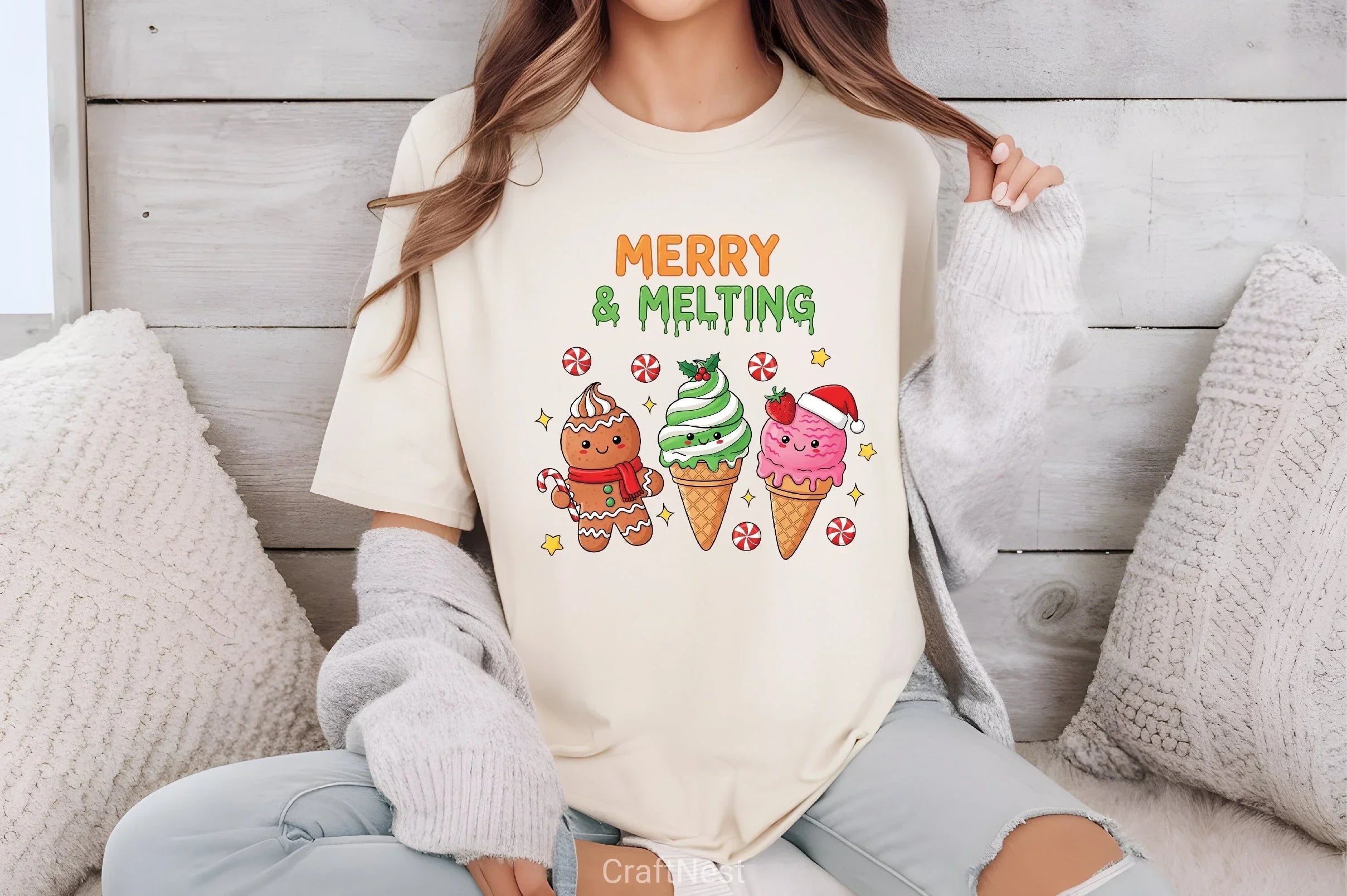 Merry & Melting Christmas Ice Cream Clipart Bundle - CraftNest - Digital Crafting and Art