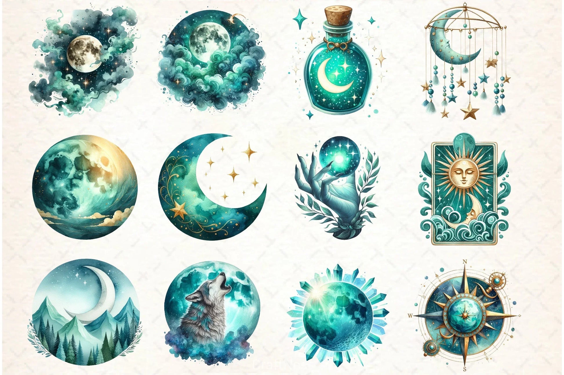 Mystical Moon Clipart Bundle - CraftNest - Digital Crafting and Art