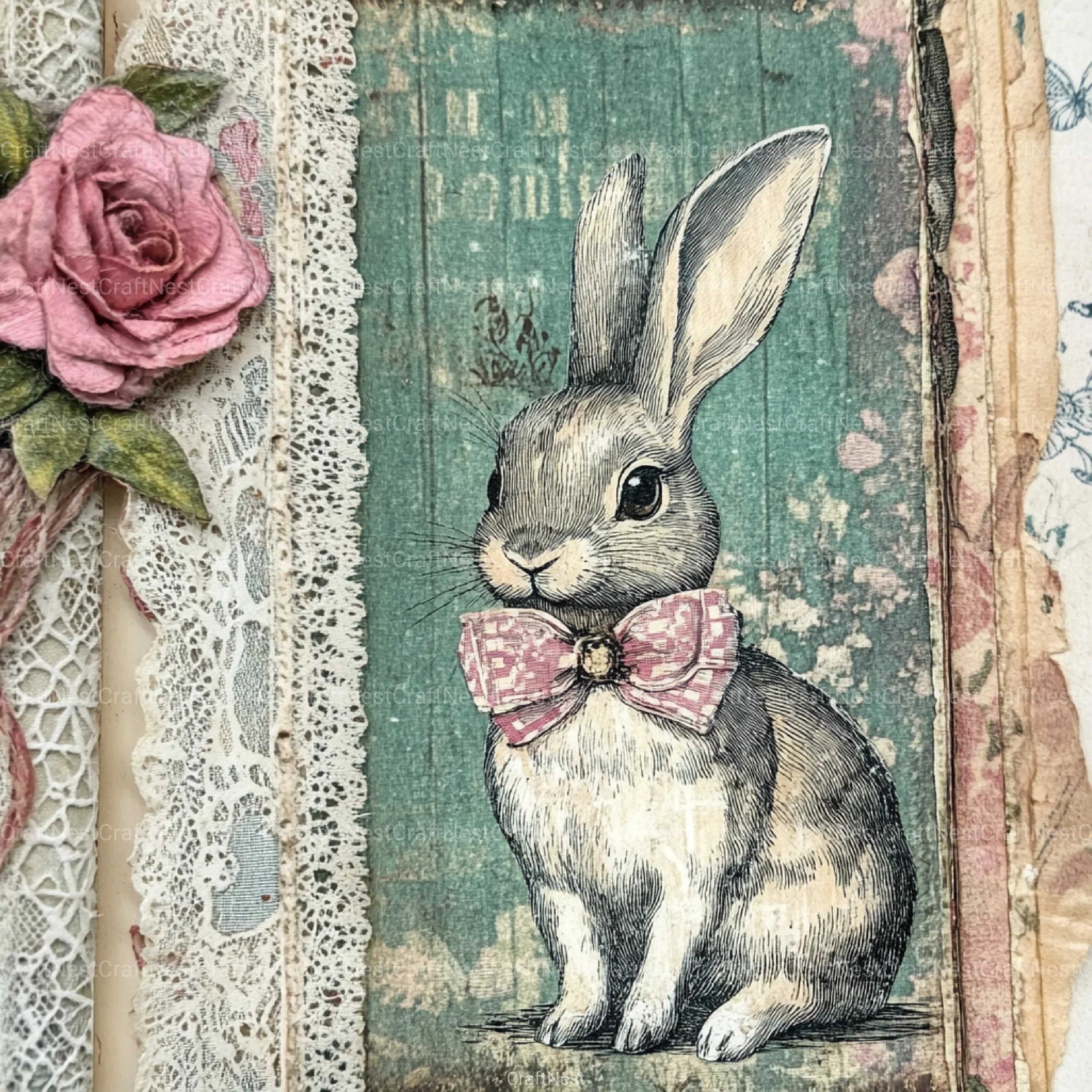 Vintage Bunny Clipart Bundle - CraftNest - Digital Crafting and Art