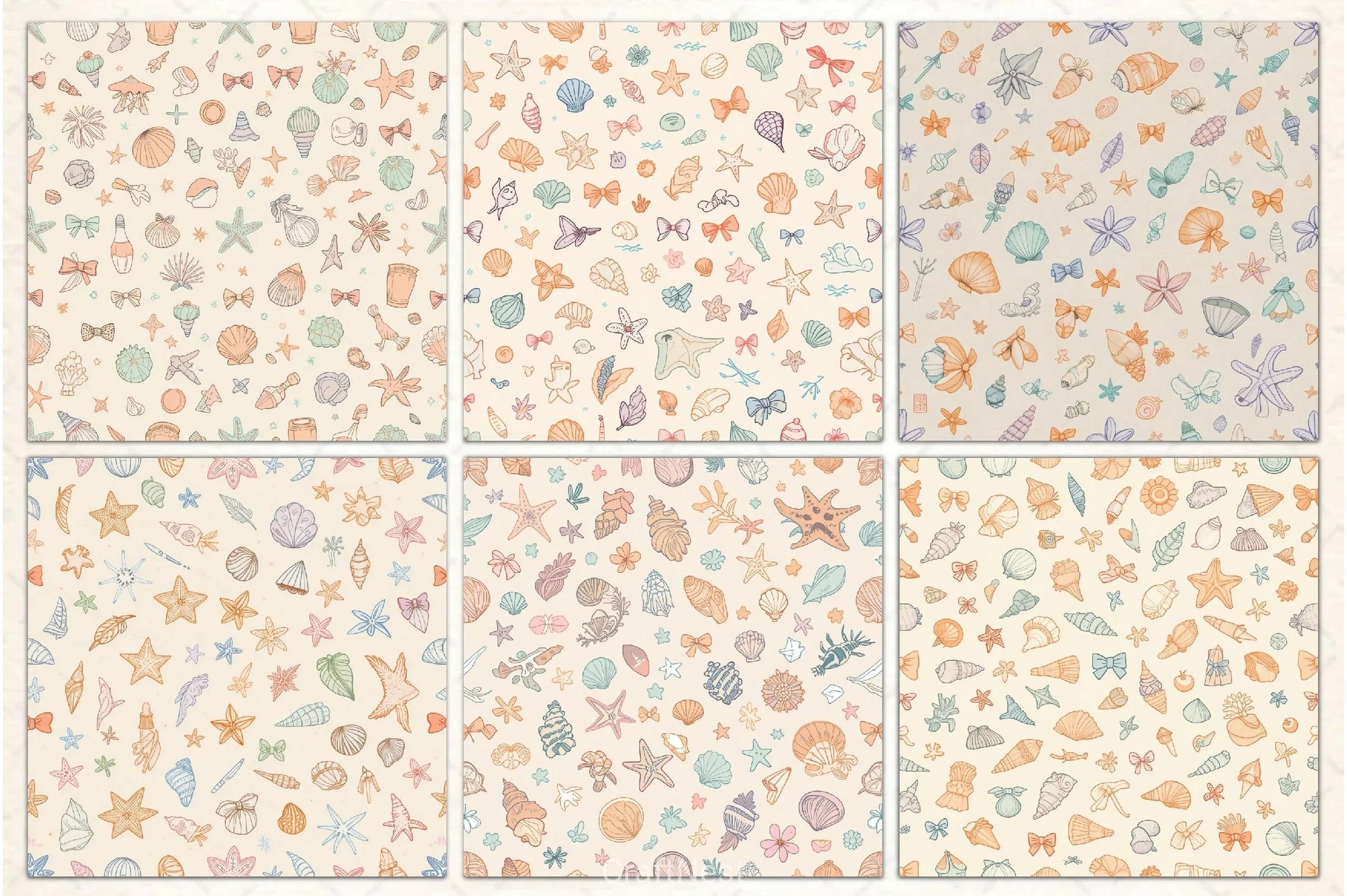 Seashell Seamless Pattern Digital Paper - CraftNest - Digital Crafting and Art
