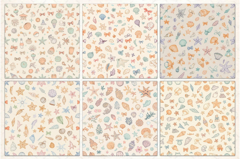 Seashell Seamless Pattern Digital Paper - CraftNest - Digital Crafting and Art