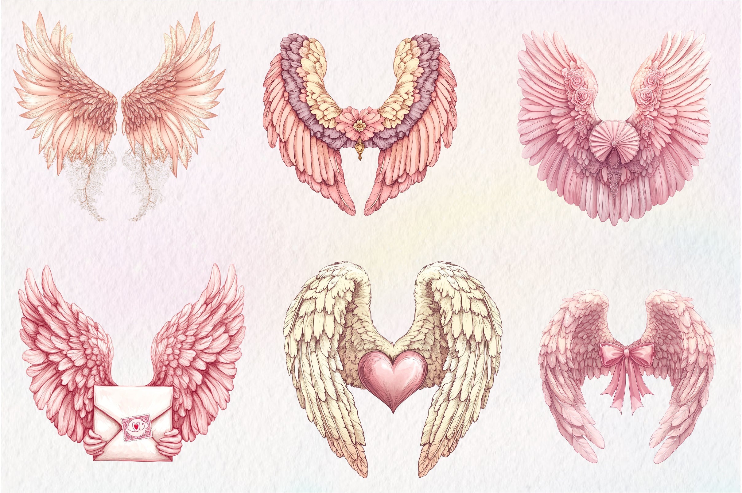 Coquette Angel Wings Clipart Bundle