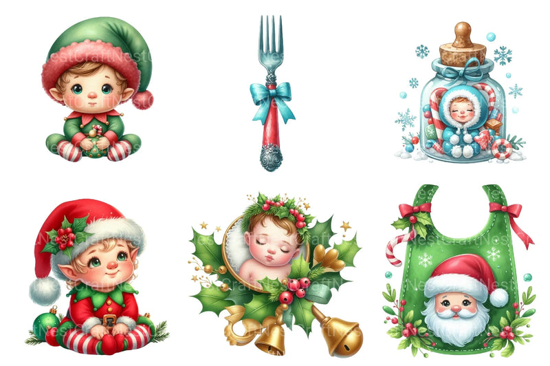 Christmas Baby Shower Clipart Bundle - CraftNest - Digital Crafting and Art