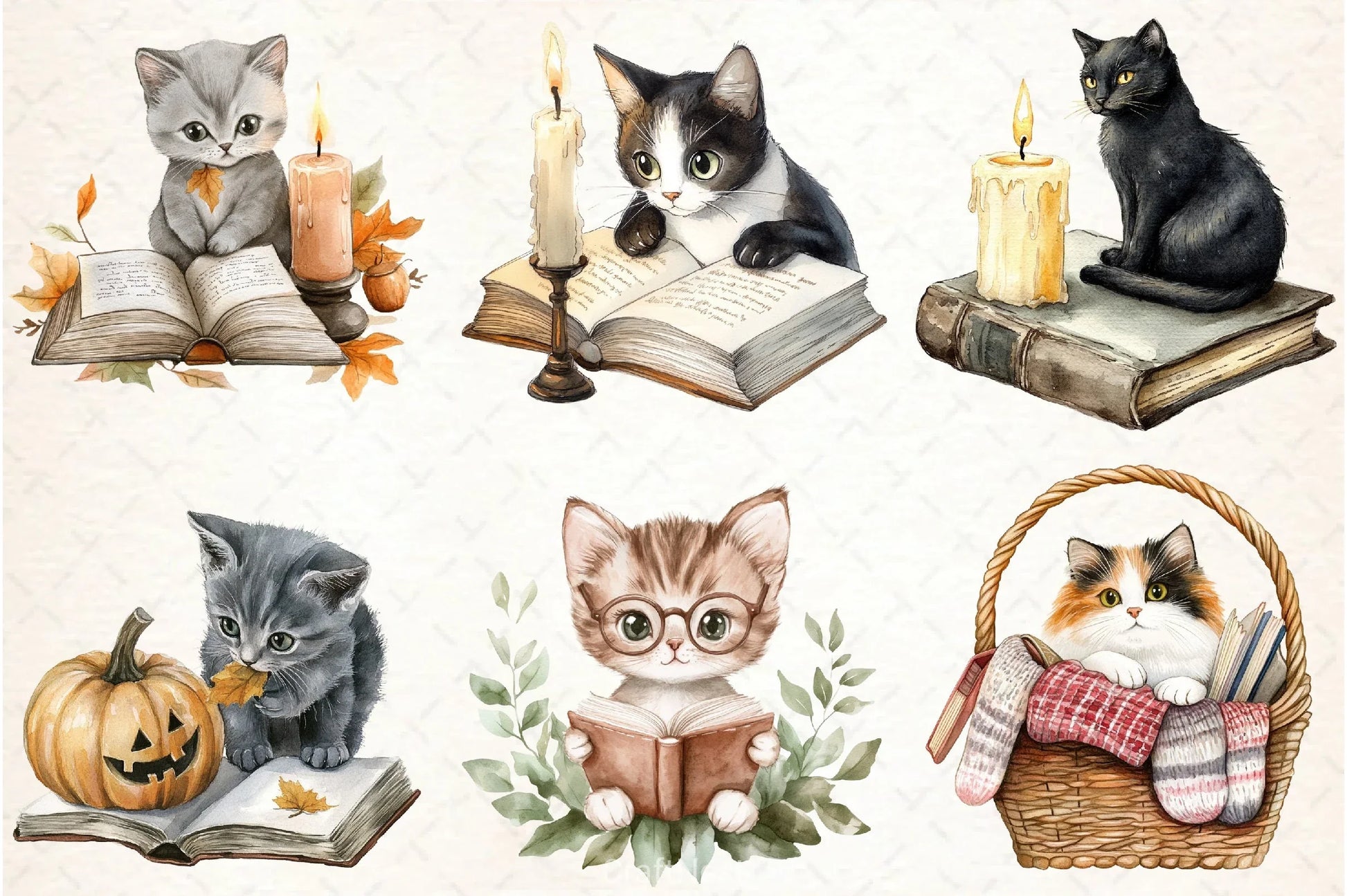 Cat and Book Fall Clipart Bundle - CraftNest - Digital Crafting and Art