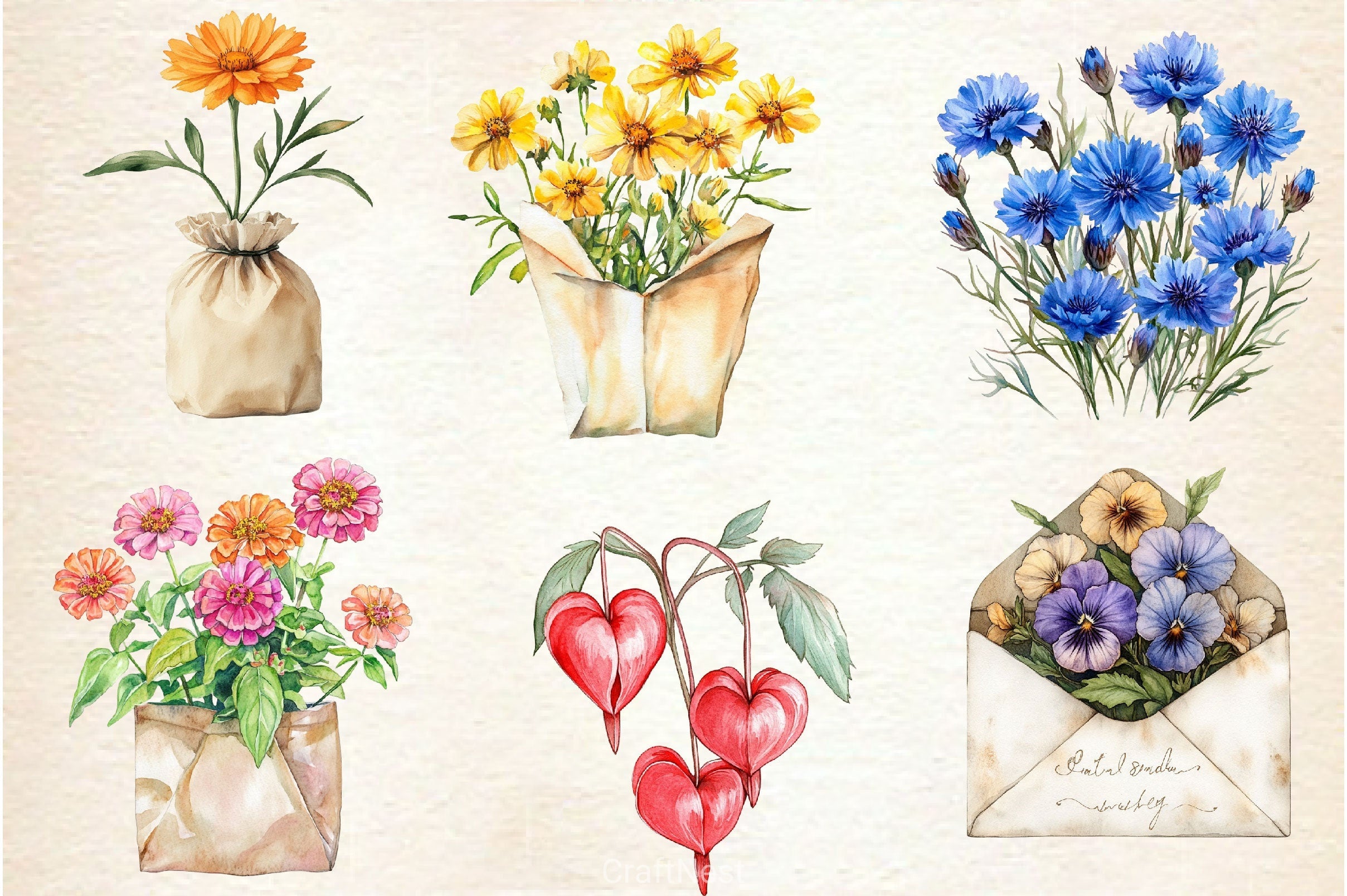 Summer Flowers Seed Packet Clipart Bundle