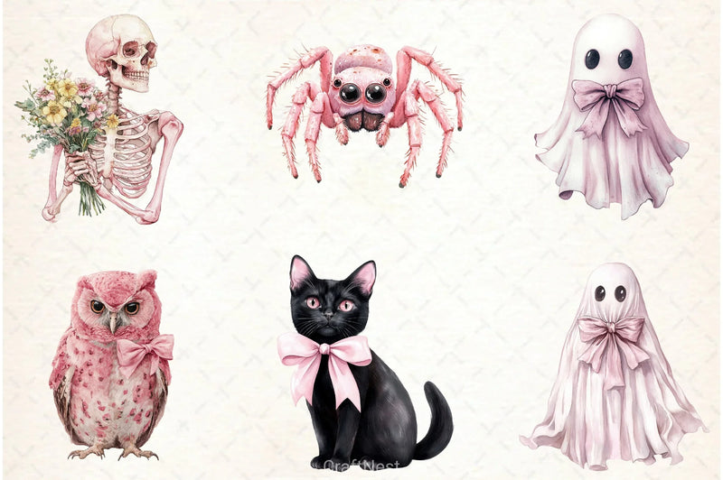 Pastel Pink Halloween Clipart Bundle - CraftNest - Digital Crafting and Art