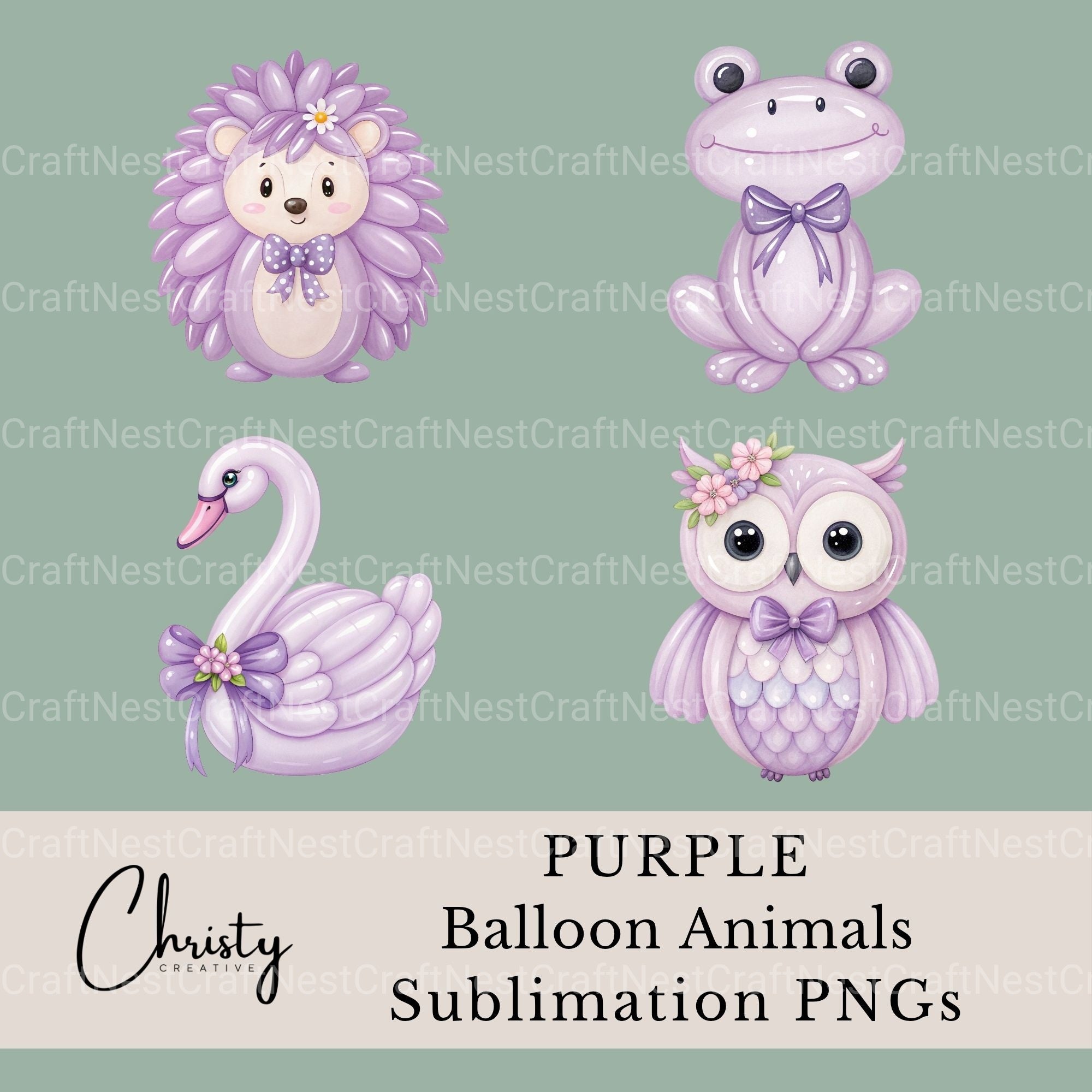 Balloon Animals Purple Clipart Bundle