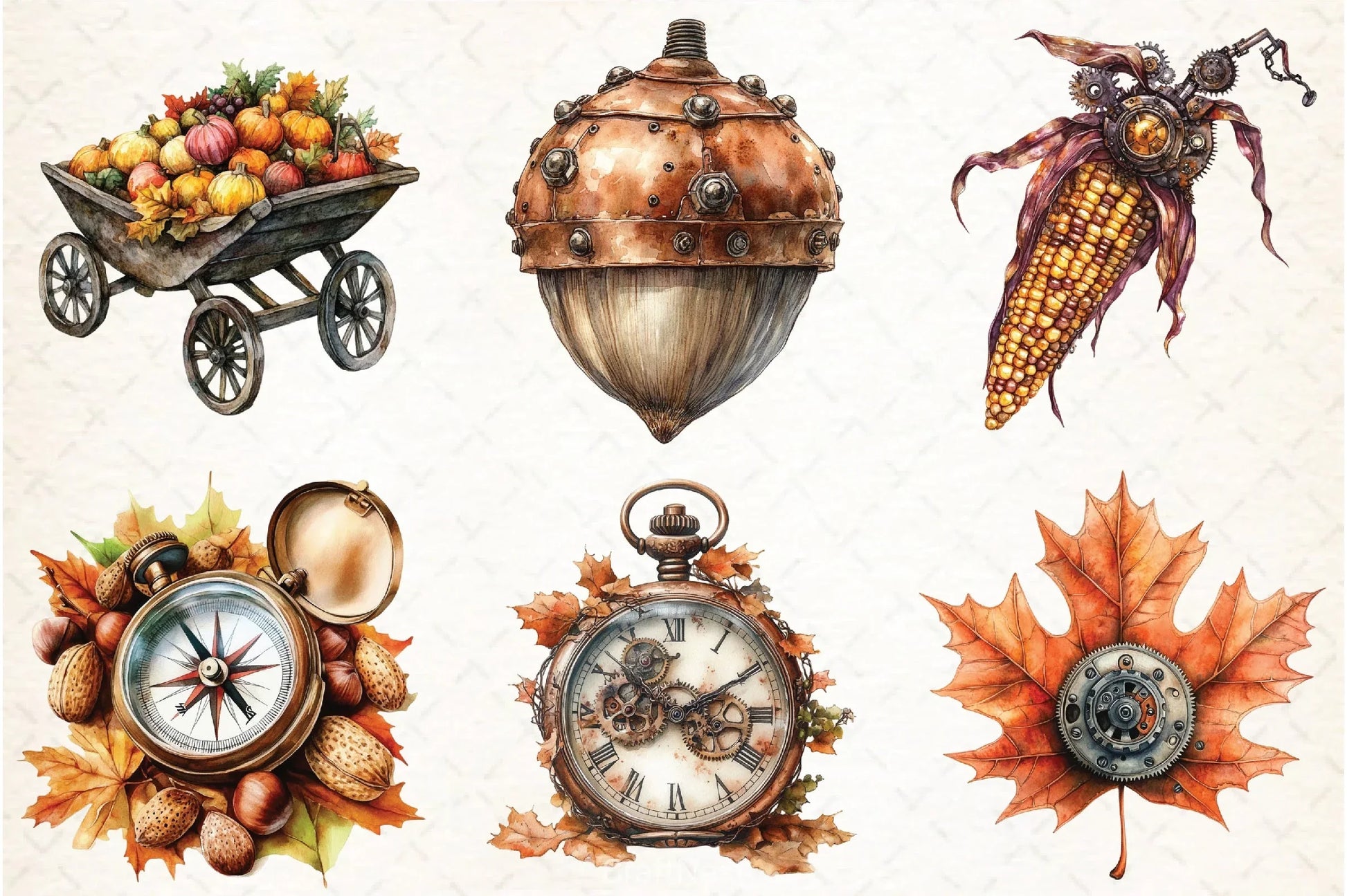 Steampunk Autumn Clipart Bundle 6 - CraftNest - Digital Crafting and Art