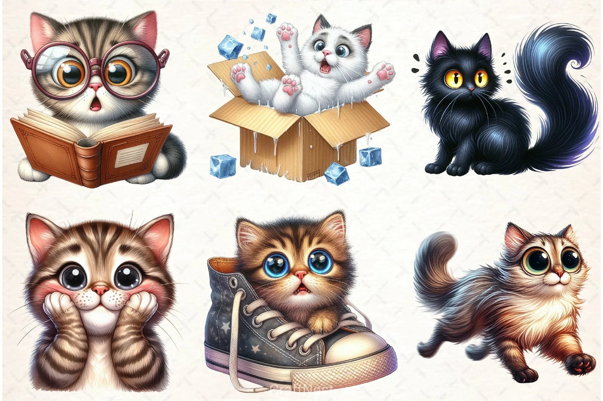 Surprised Crazy Cat Clipart Bundle - CraftNest - Digital Crafting and Art