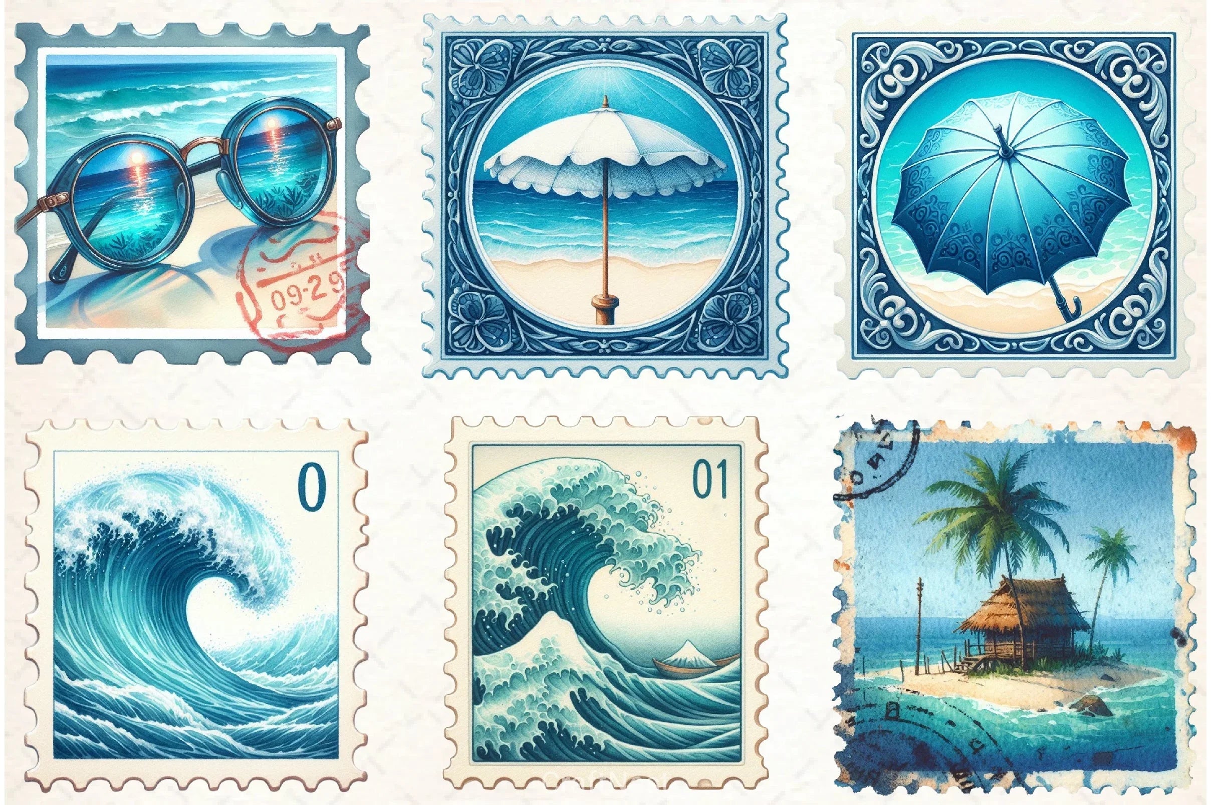 Summer Stamps Clipart Bundle - CraftNest - Digital Crafting and Art