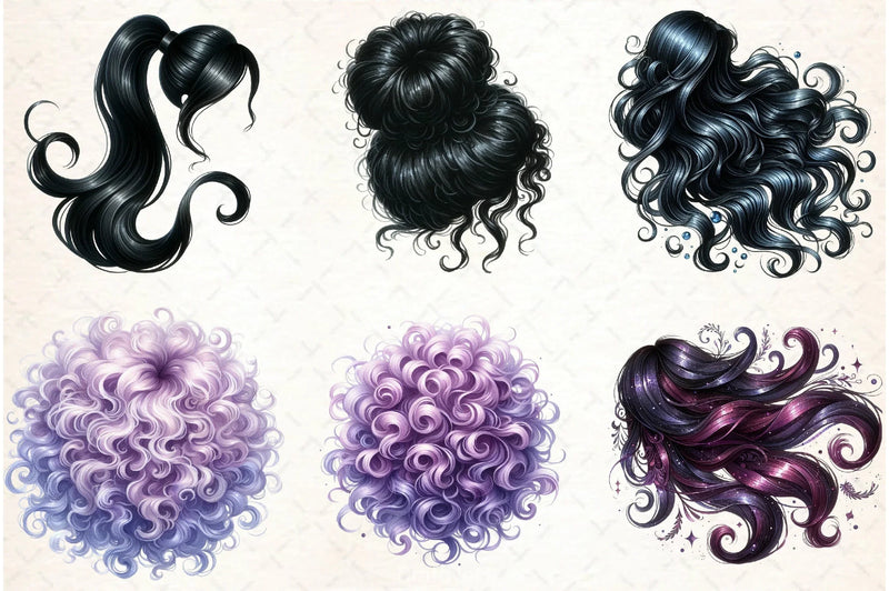 Long Natural Hair Clipart Bundle - CraftNest - Digital Crafting and Art