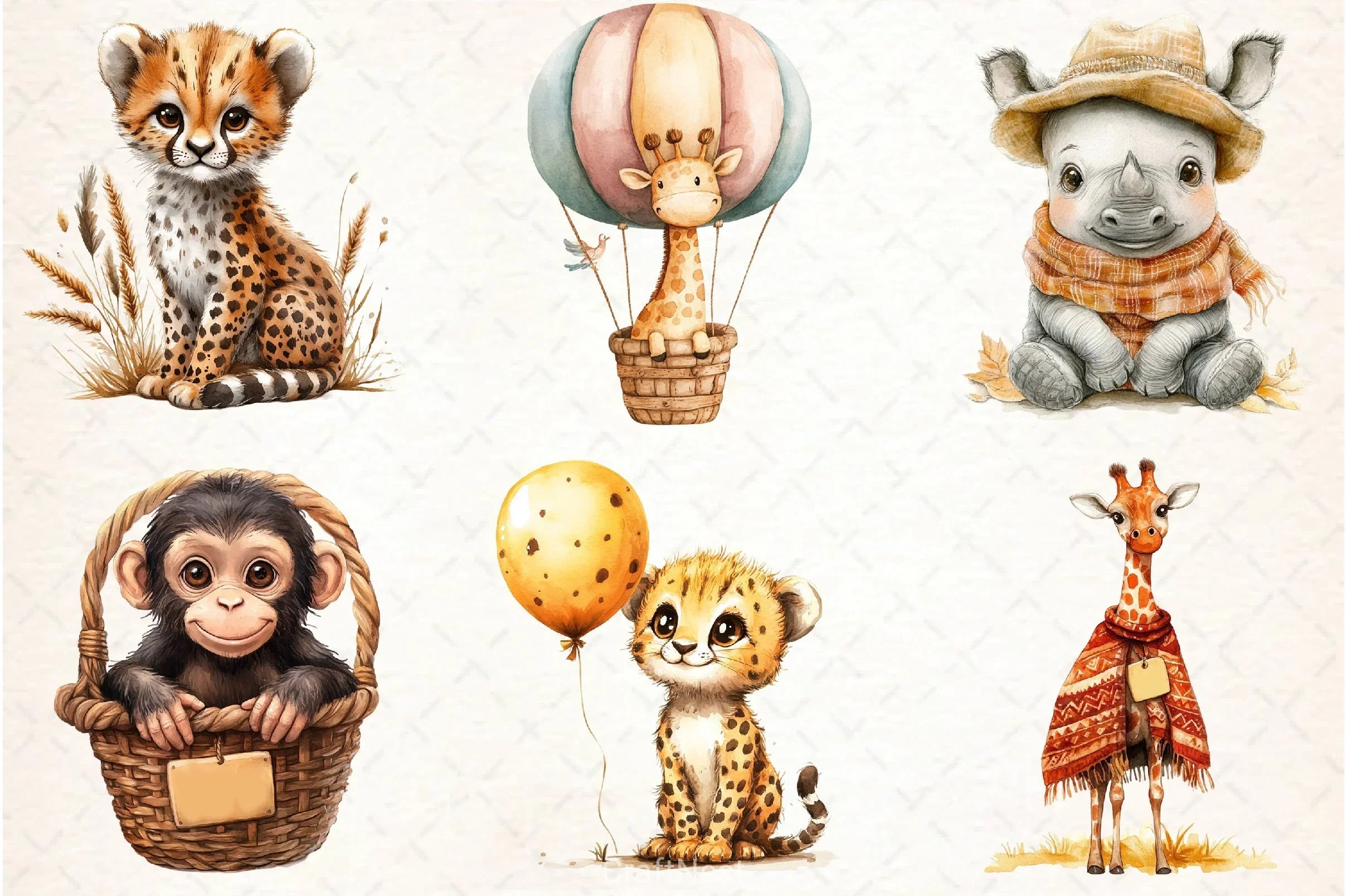 Funny African Animals Clipart Set - CraftNest - Digital Crafting and Art