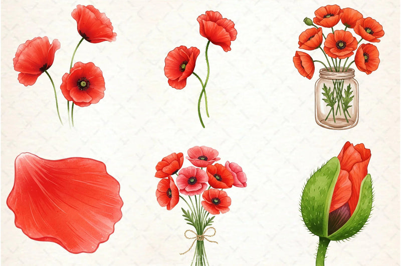 Poppies Clipart Bundle 2 - CraftNest - Digital Crafting and Art
