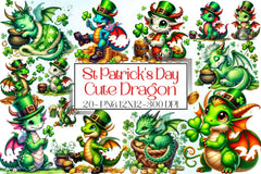 Cute Dragon St. Patrick's Day Clipart Bundle - CraftNest - Digital Crafting and Art