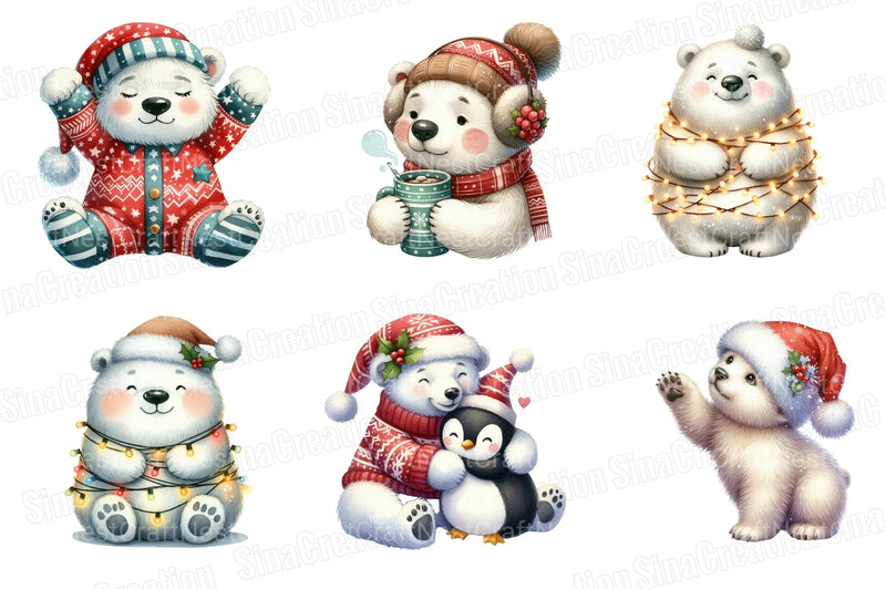 Polar Bear Christmas Clipart Bundle 6 - CraftNest - Digital Crafting and Art