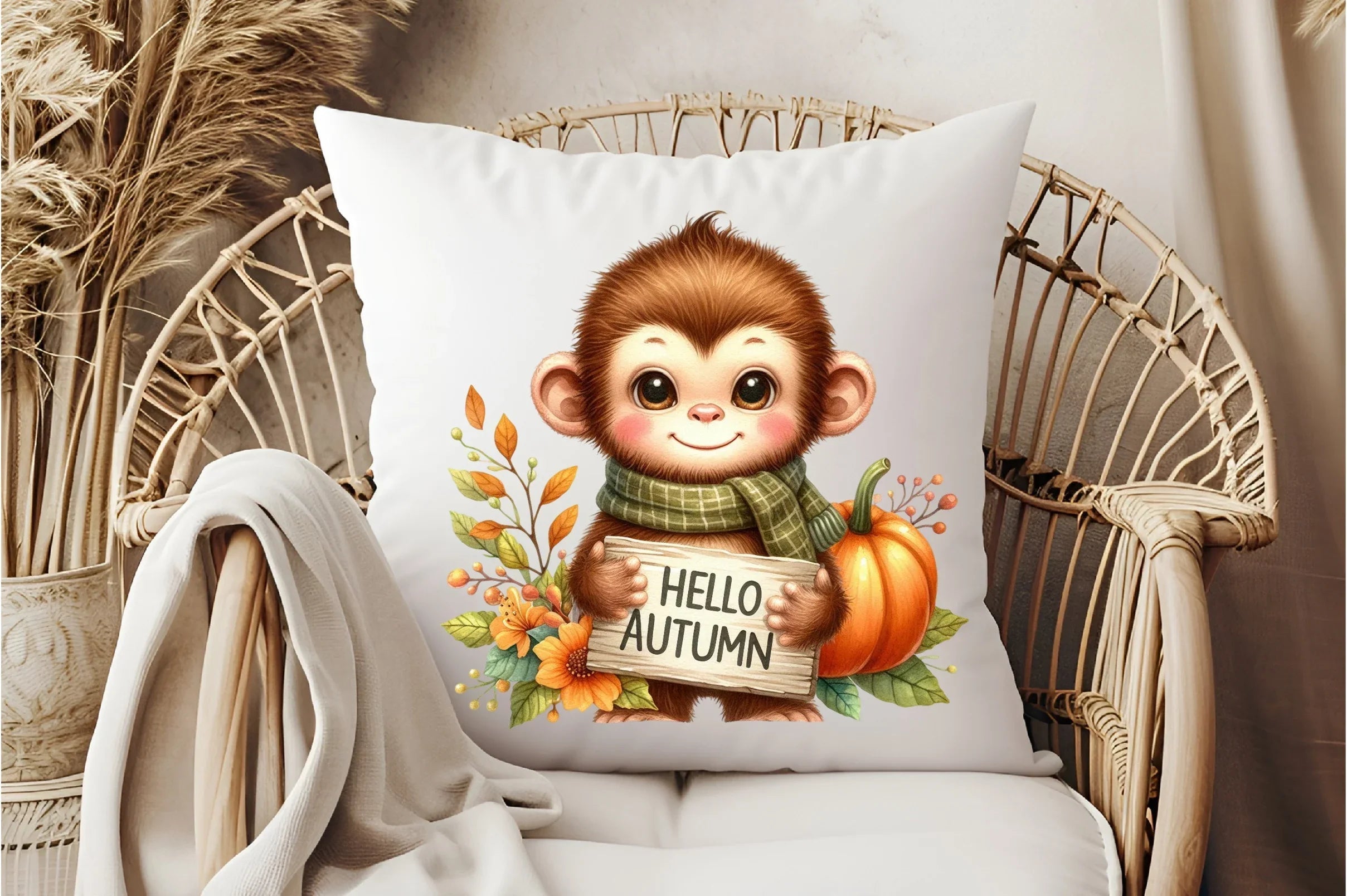 Cute Autumn Monkey Clipart Bundle - CraftNest - Digital Crafting and Art