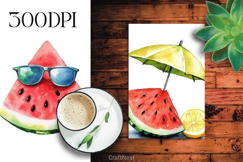 Summer Watermelon Clipart Bundle 9 - CraftNest - Digital Crafting and Art