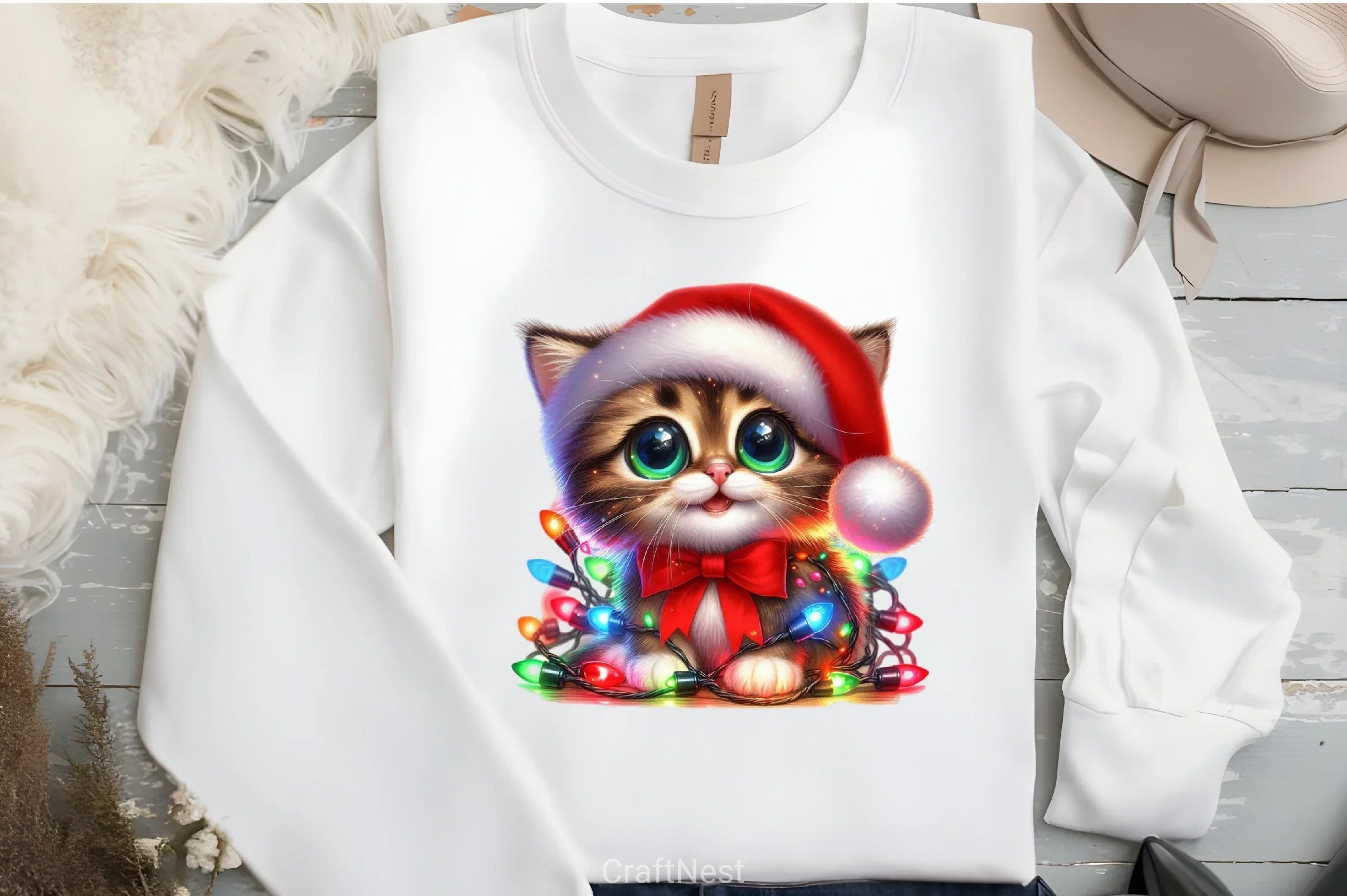 Christmas Cat Light Clipart Bundle - CraftNest - Digital Crafting and Art