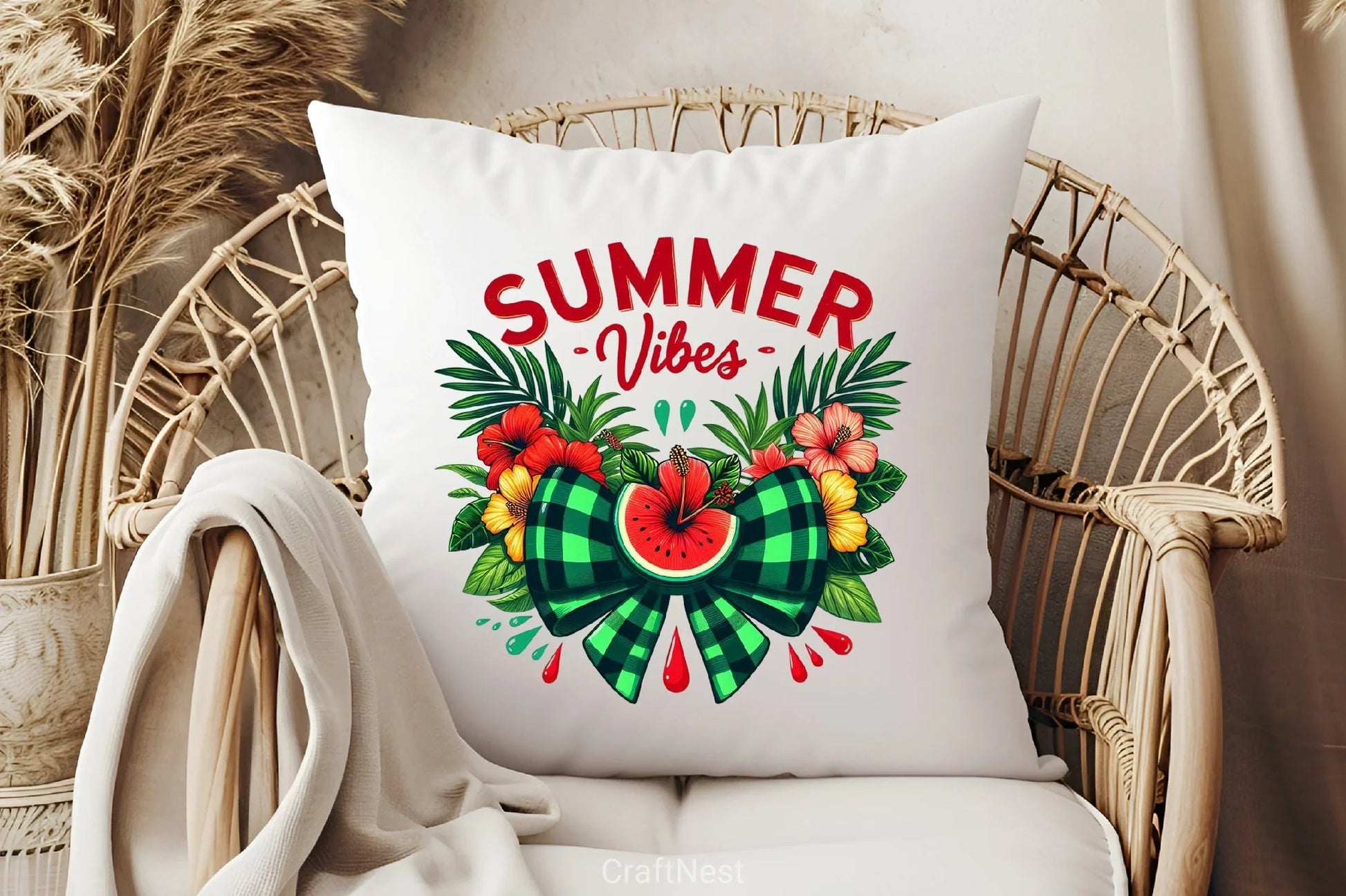 Retro Summer Vibes Watermelon Bow Clipart Bundle - CraftNest - Digital Crafting and Art