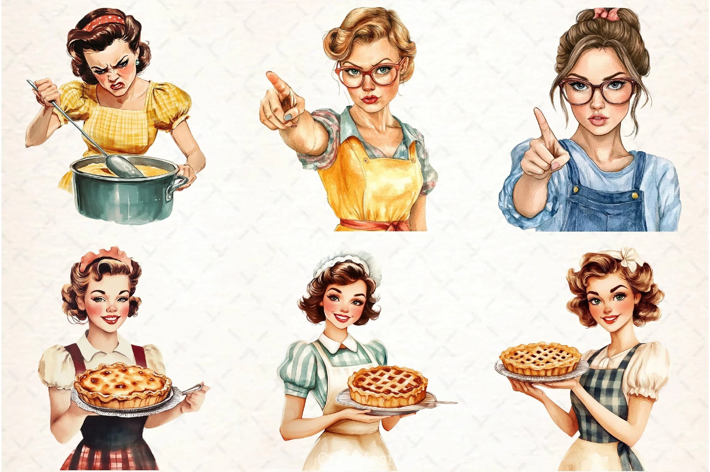 Retro Housewife Clipart Bundle 4 - CraftNest - Digital Crafting and Art