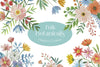 Pastel Folk Art Botanicals Flowers Clipart Bundle