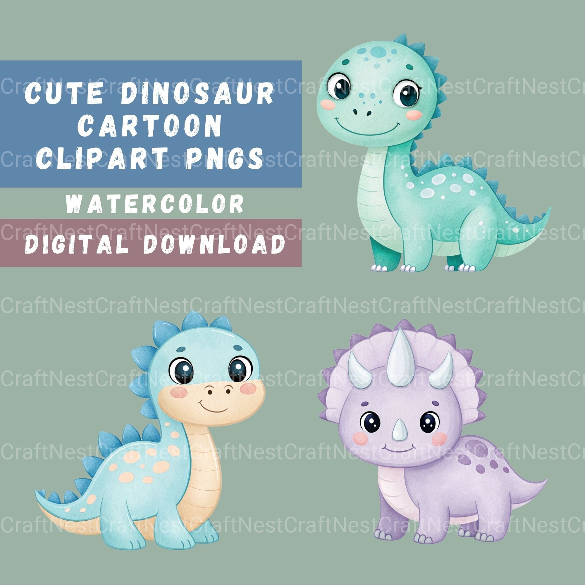 Cute Dinosaurs Clipart Bundle