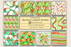 Orange & Green Shapes Background Papers - CraftNest - Digital Crafting and Art