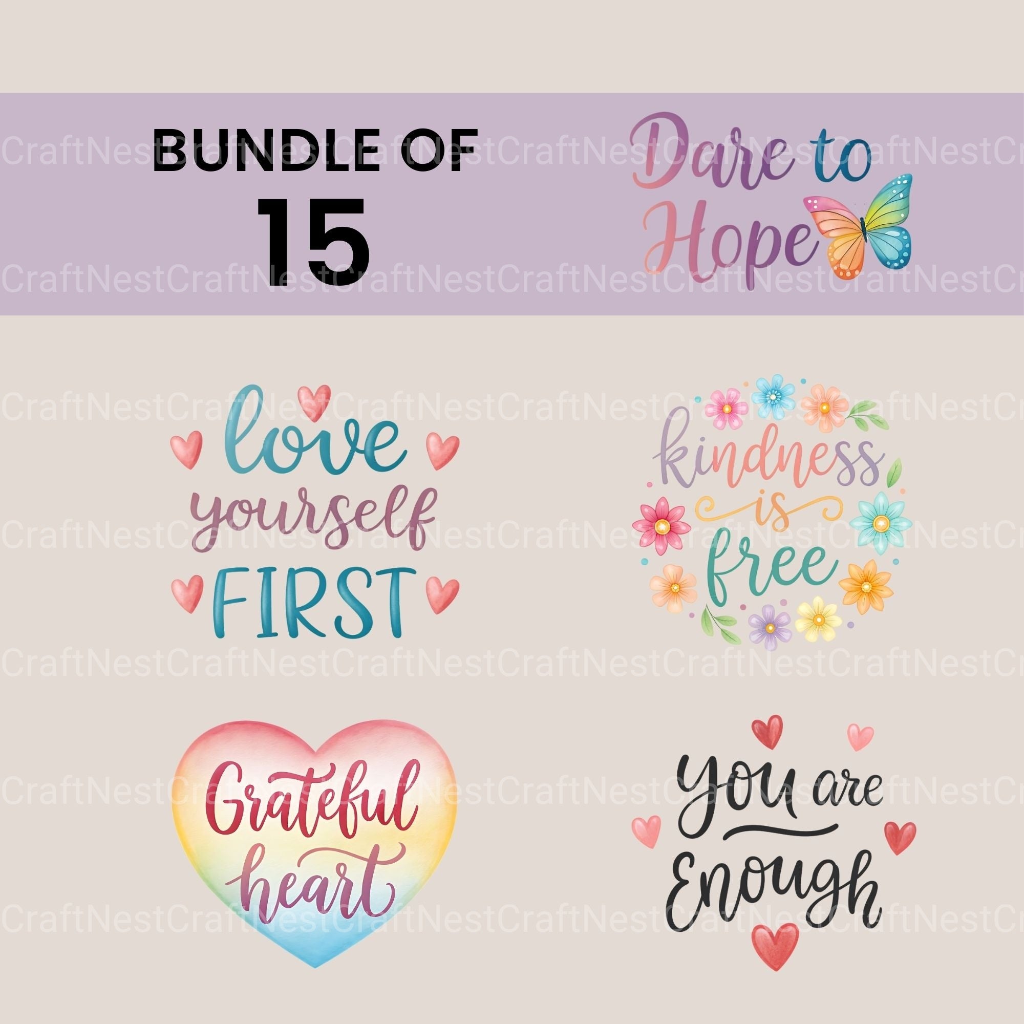 Positive Words Clipart Bundle