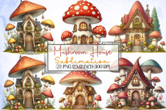 Mushroom House Clipart Bundle 1 - CraftNest - Digital Crafting and Art
