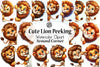 Cute Lion Peeking Clipart Bundle