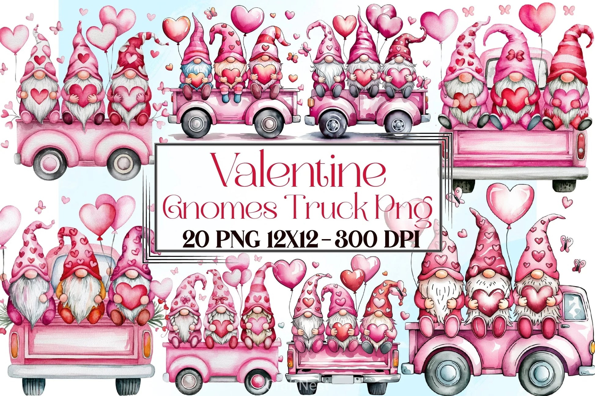 Valentine Gnomes Truck Clipart Bundle - CraftNest - Digital Crafting and Art