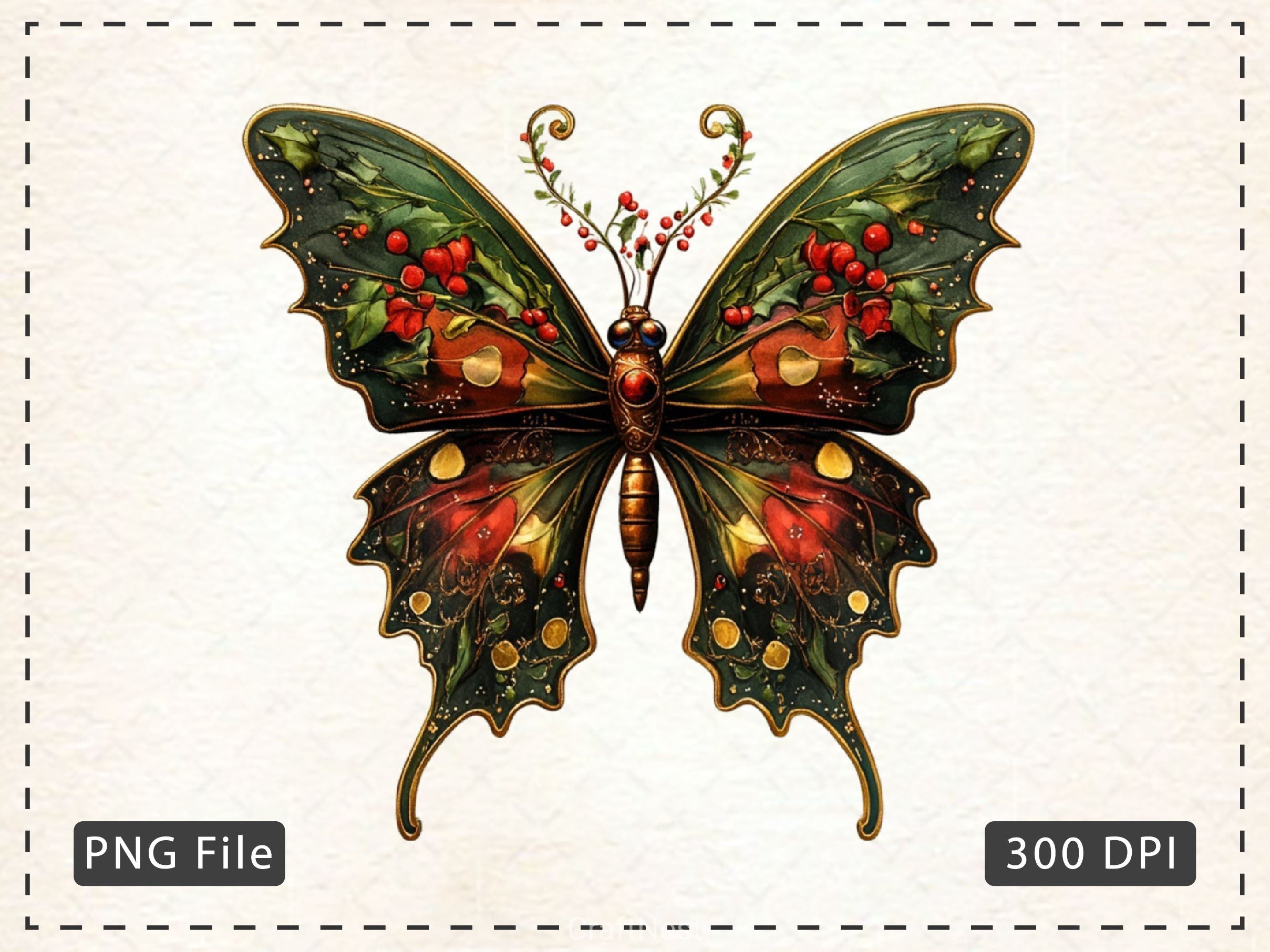 Christmas Butterfly Clipart Bundle 3