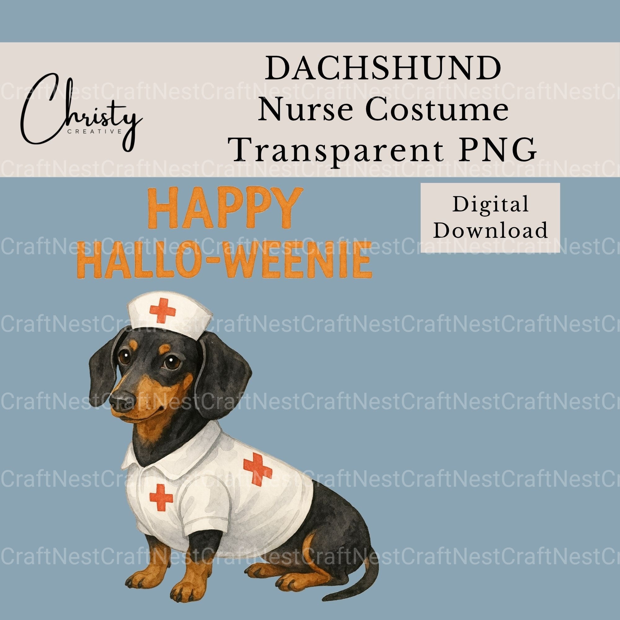 Dachshund Nurse Halloween Clipart Bundle