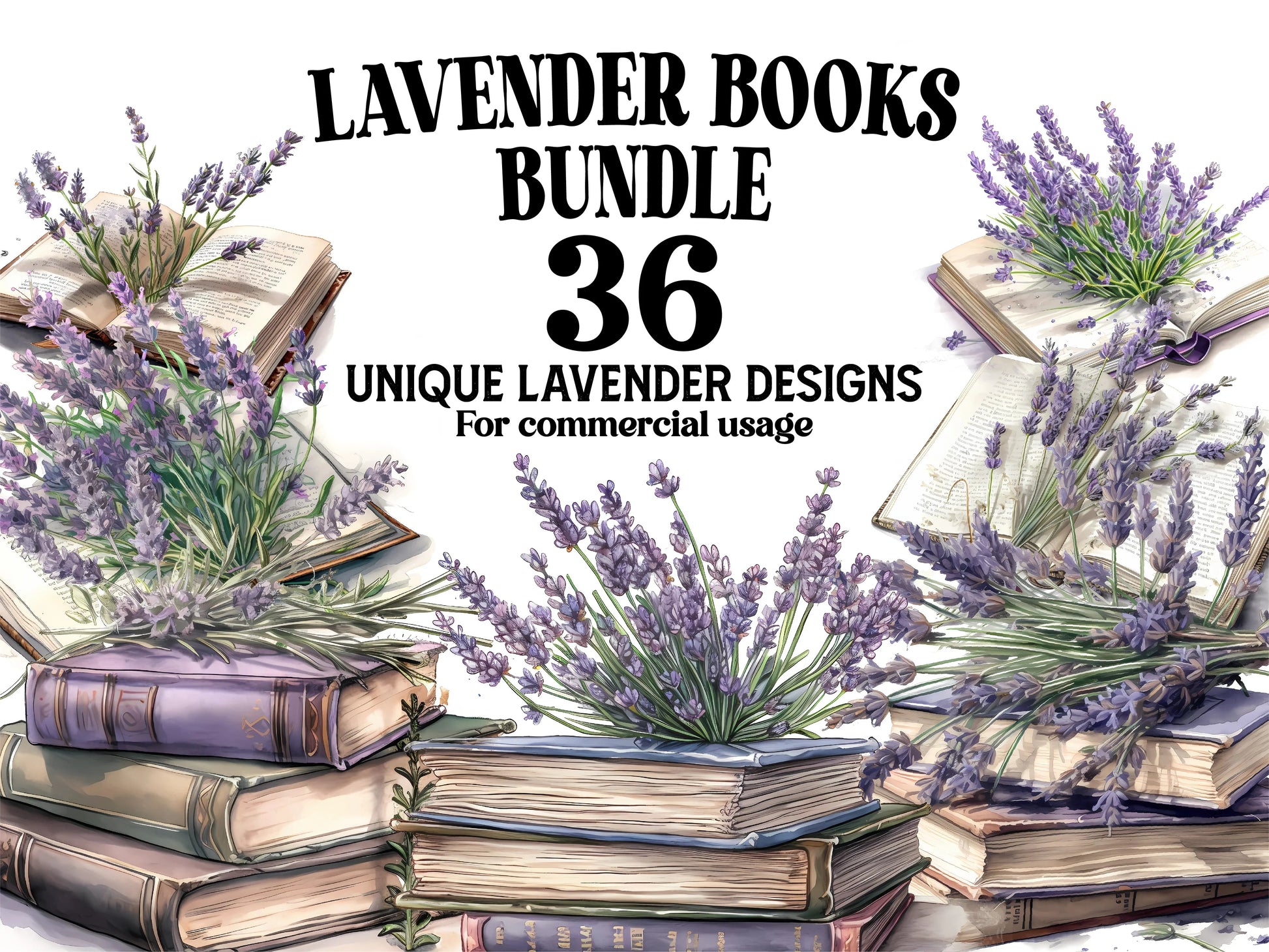 Lavender Books Clipart - CraftNest