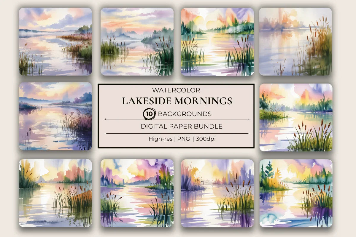 Lakeside Mornings Background Papers - CraftNest - Digital Crafting and Art