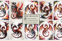 Fiery Dragons Junk Journal Papers - CraftNest - Digital Crafting and Art