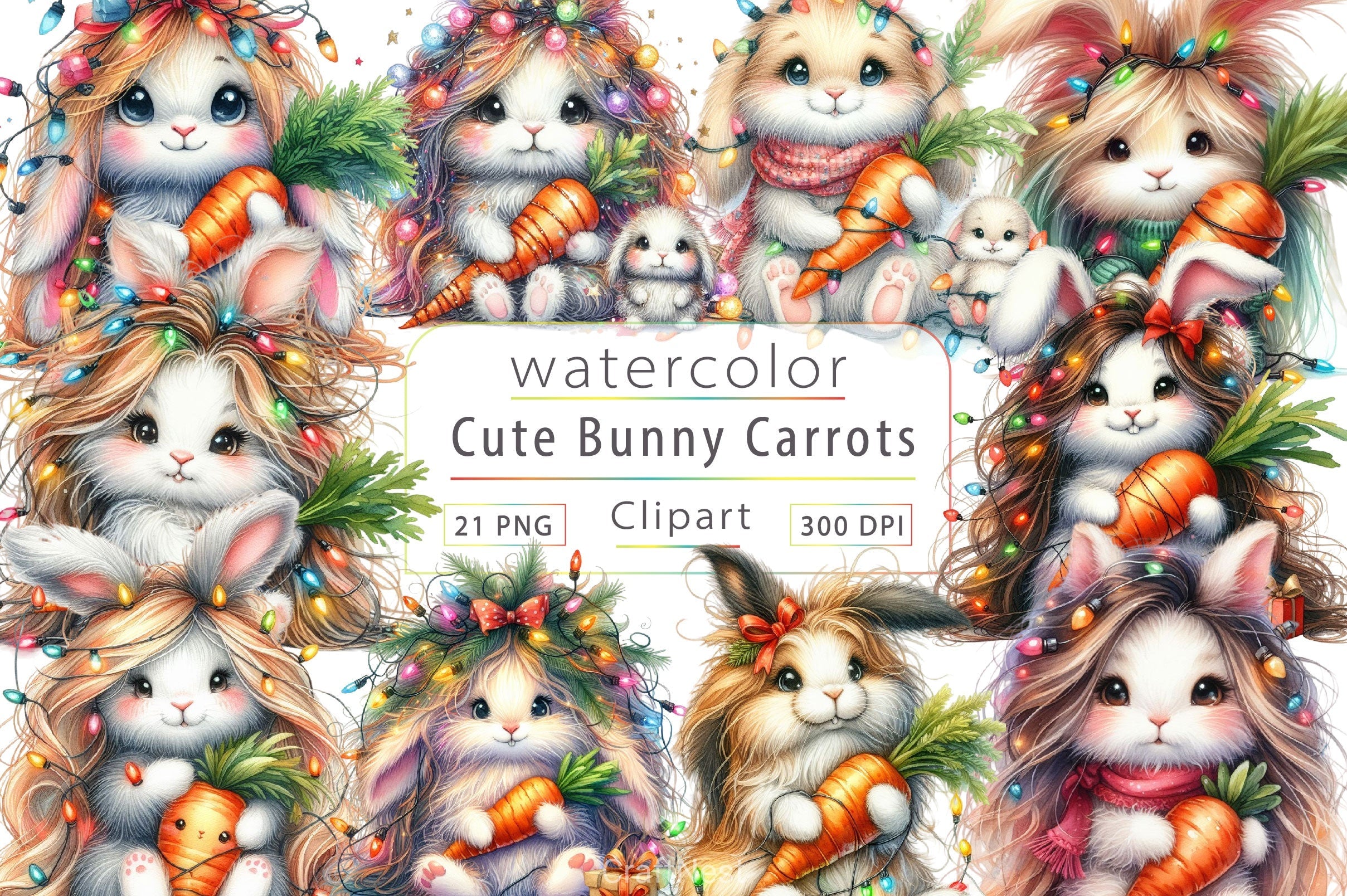 Bunny Carrots Clipart Bundle