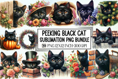 Peeking Black Cat Clipart Bundle - CraftNest - Digital Crafting and Art