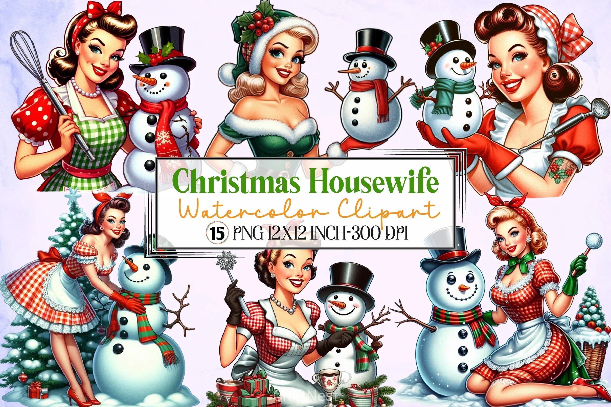 Christmas Housewife Clipart Bundle - CraftNest - Digital Crafting and Art