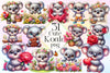 Floral Koala Clipart Bundle 2