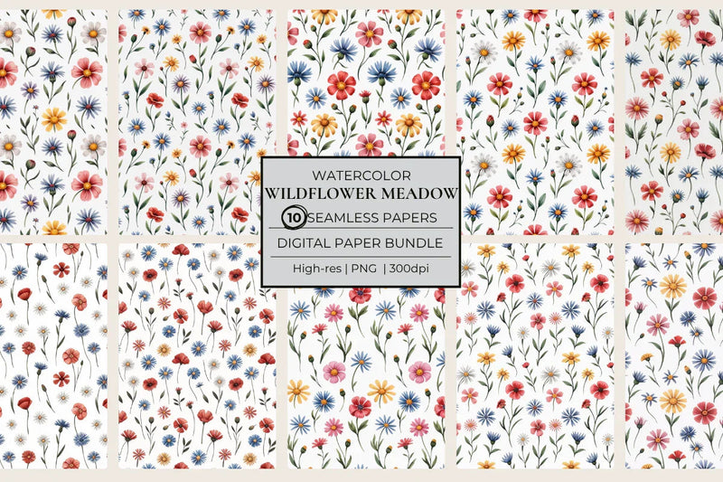 Wildflower Meadow Mix Seamless Papers - CraftNest - Digital Crafting and Art