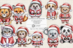Cute Santa Animals Clipart - CraftNest - Digital Crafting and Art