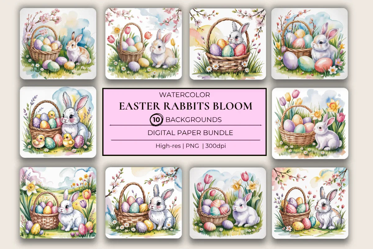 Easter Bunny Bloom Background Papers - CraftNest - Digital Crafting and Art