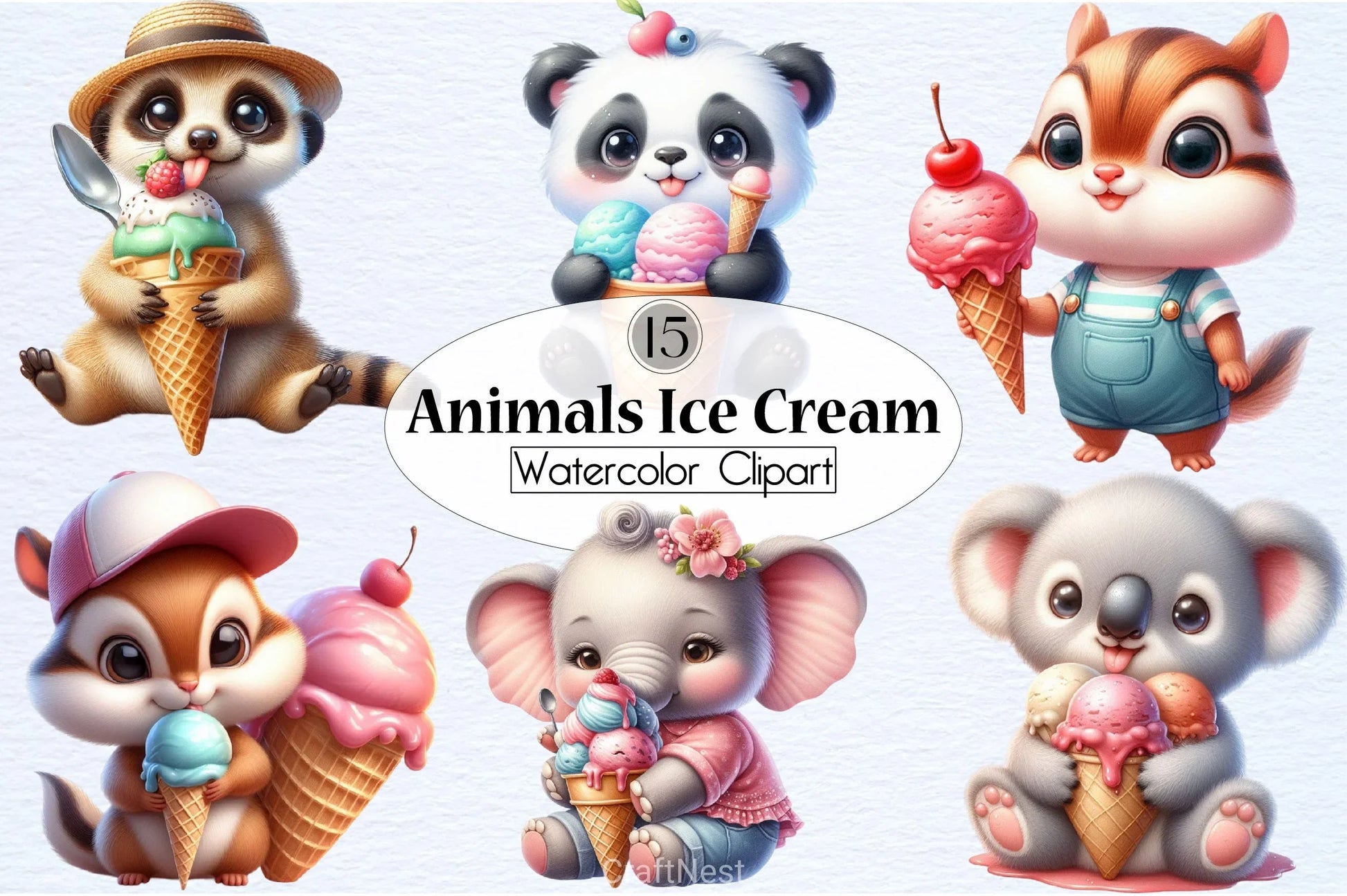Animals Ice Cream Clipart Bundle - CraftNest - Digital Crafting and Art